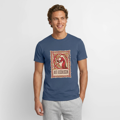 "Akte geschlossen. Buchmalerei-Motiv" Motiv-T-Shirt für Männer, Farbe Dunkles Denimblau