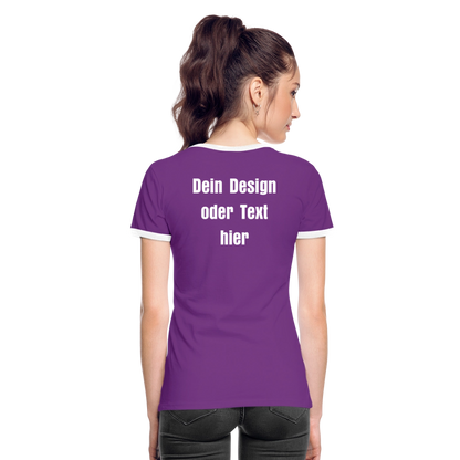 Frauen Kontrast-T-Shirt - personalisierbare Vorder- und Rückseite - Lila/Weiß