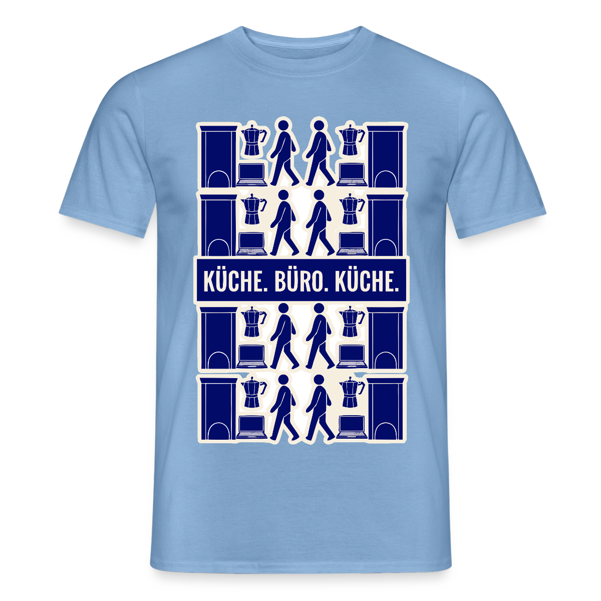 Küche. Büro. Küche. Motiv-T-Shirt für Männer, Farbe Carolina Blue