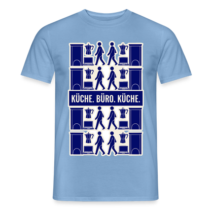 Küche. Büro. Küche. Motiv-T-Shirt für Männer, Farbe Carolina Blue