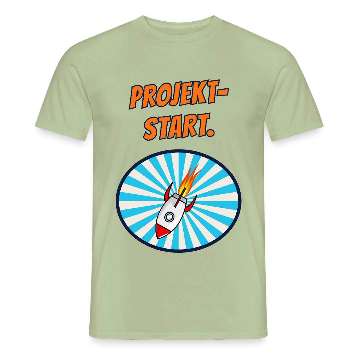 Projektstart. Motiv-T-Shirt für Männer, Farbe Sage