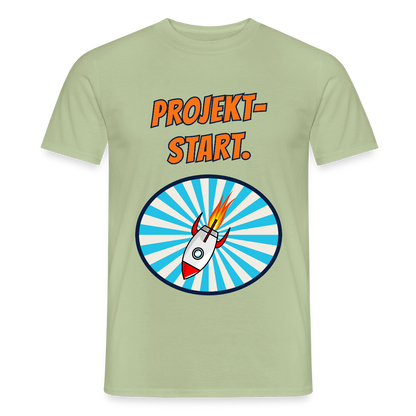 Projektstart. Motiv-T-Shirt für Männer, Farbe Sage