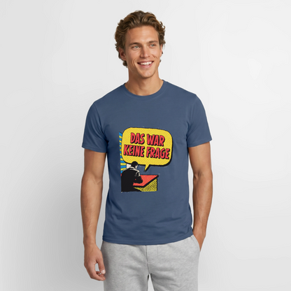 "Das war keine Frage. Popart-Motiv" Motiv-T-Shirt für Männer, Farbe Dunkles Denimblau