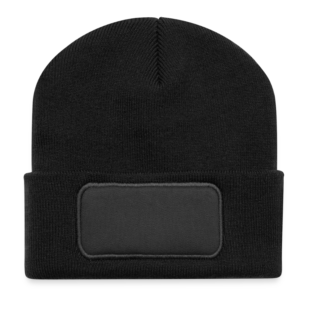 Recycelte Patch Beanie - personalisierbar - Schwarz