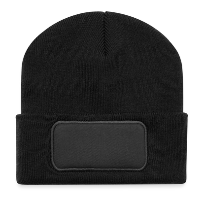 Recycelte Patch Beanie - personalisierbar - Schwarz