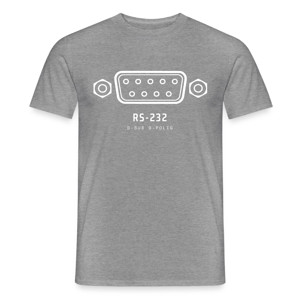 "RS-232, D-Sub 9-polig" Motiv-T-Shirt für Männer, Farbe Graphit meliert