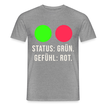 Status: grün. Gefühl: rot. Motiv-T-Shirt für Männer, Farbe Graphit meliert
