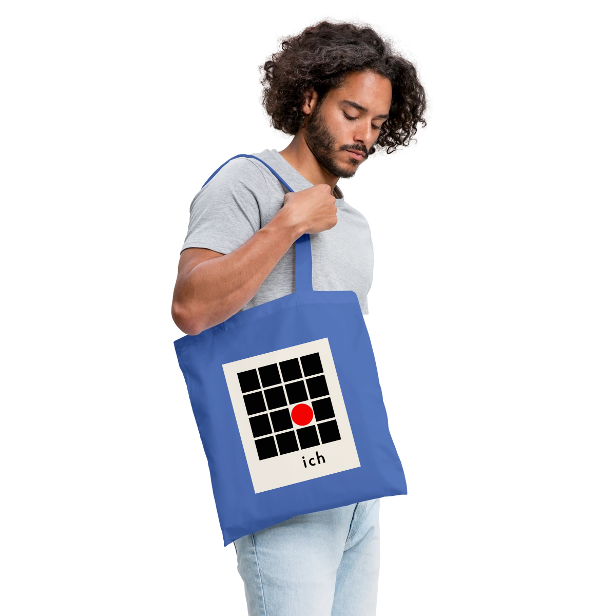 Ich bin die Ausnahme. Stoffbeutel, Farbe Hellblau, Model