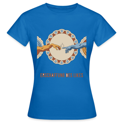 Erschaffung des Likes. Fresko-Motiv Motiv-T-Shirt für Frauen, Farbe Royalblau