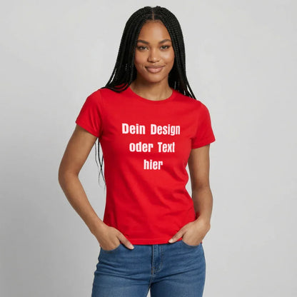 Frauen T-Shirt - personalisierbare Vorder- und Rückseite - Rot