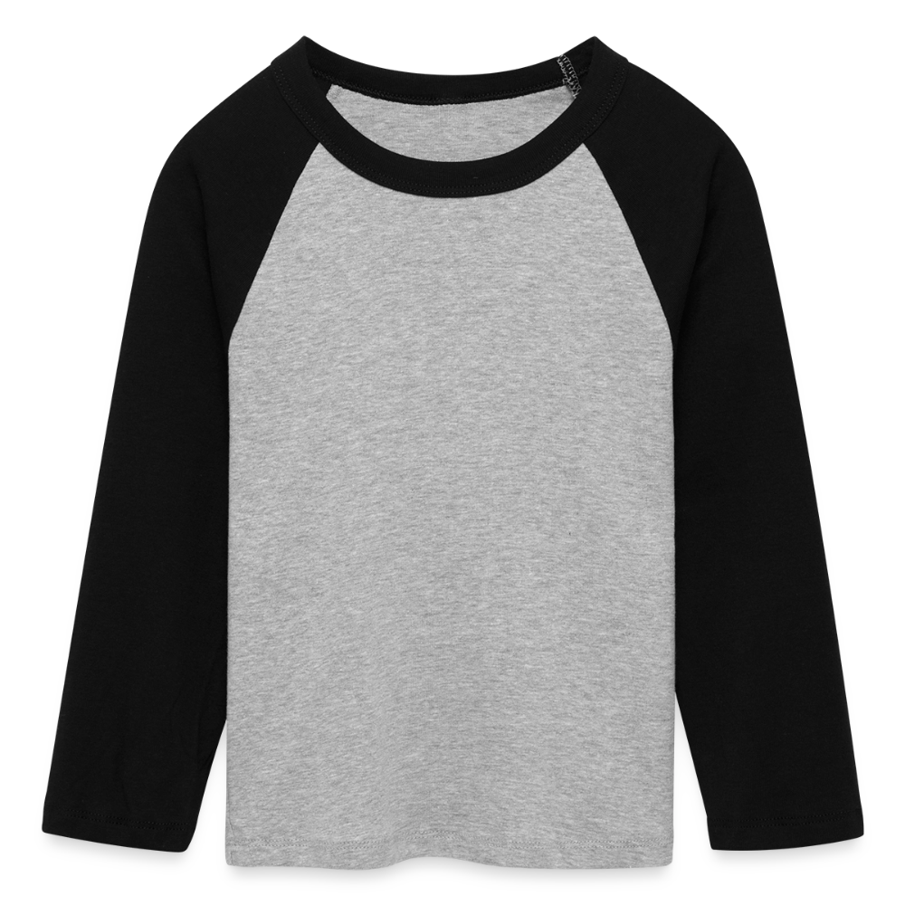 Frauen Cropped Baseball T-Shirt 3/4 Arm - personalisierbare Vorder- und Rückseite - Grau meliert/Schwarz
