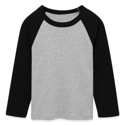 Frauen Cropped Baseball T-Shirt 3/4 Arm - personalisierbare Vorder- und Rückseite - Grau meliert/Schwarz