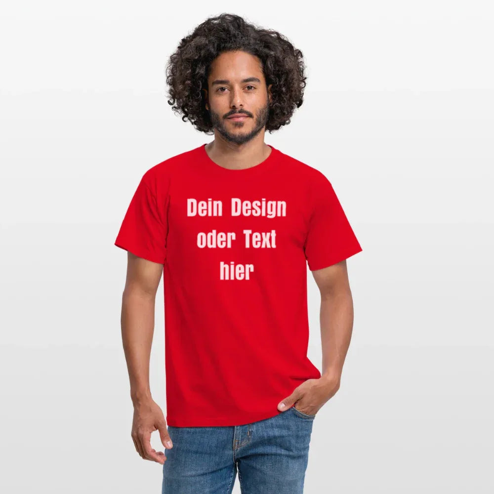 Männer T-Shirt - personalisierbare Vorder- und Rückseite - Rot