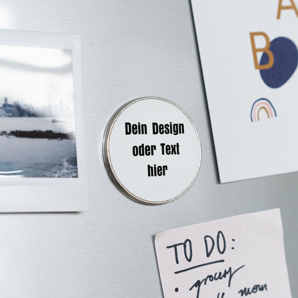 Runder Kühlschrankmagnet - personalisierbar - Weiß
