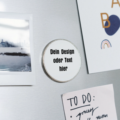 Runder Kühlschrankmagnet - personalisierbar - Weiß