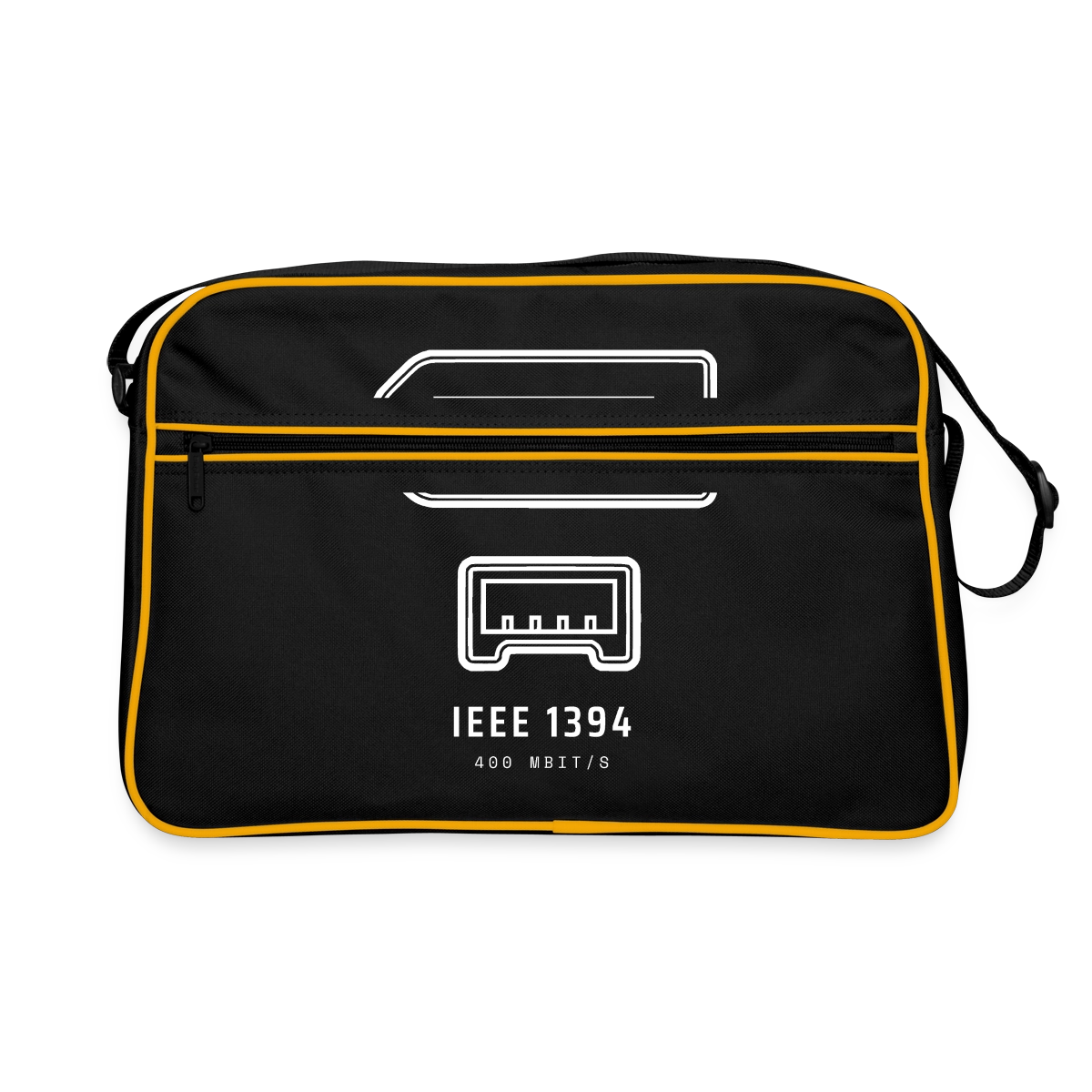 "IEEE 1394, 400 Mbit/s" Motiv-Retro-Tasche, Farbe Schwarz/Gold