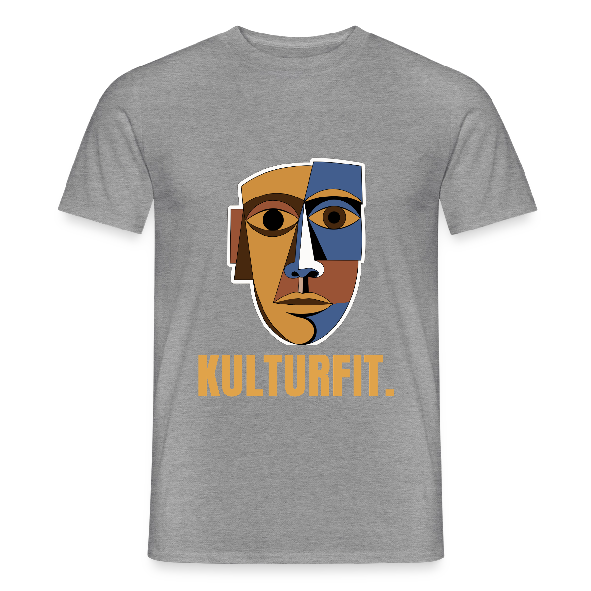 Kulturfit. Kubismus-Motiv Motiv-T-Shirt für Männer, Farbe Graphit meliert