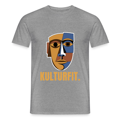 Kulturfit. Kubismus-Motiv Motiv-T-Shirt für Männer, Farbe Graphit meliert