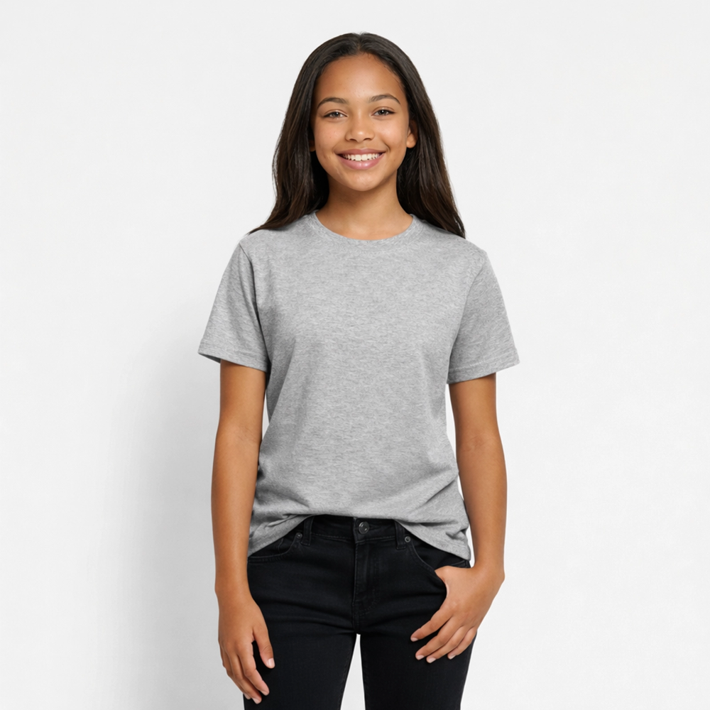 Teenager T-Shirt - personalisierbare Vorder- und Rückseite - Grau meliert