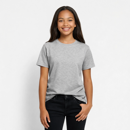 Teenager T-Shirt - personalisierbare Vorder- und Rückseite - Grau meliert