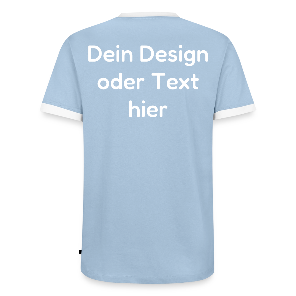 Männer Kontrast-T-Shirt - personalisierbare Vorder- und Rückseite - Hellblau/Weiß 