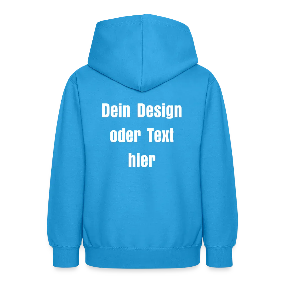 Teenager Hoodie - personalisierbare Vorder- und Rückseite - Meeresblau