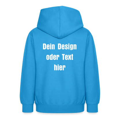 Teenager Hoodie - personalisierbare Vorder- und Rückseite - Meeresblau