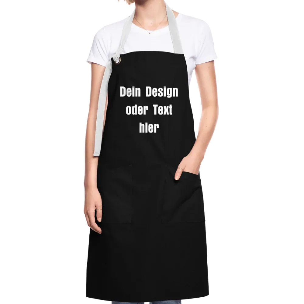 Kontrastschürze aus 100% Baumwolle, Metall - personalisierbar - Schwarz/Weiß