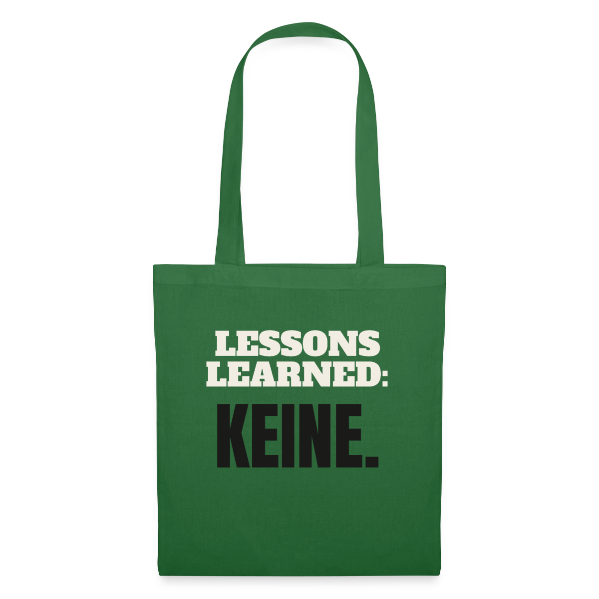 Lessons learned: keine. Stoffbeutel, Farbe Fichte