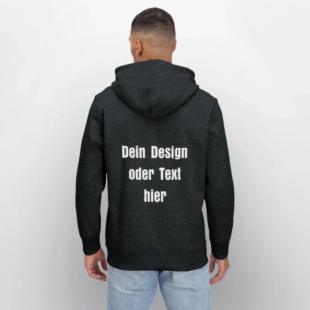 Stanley/Stella Unisex Bio-Hoodie DRUMMER - personalisierbare Vorder- und Rückseite - Dunkelgrau meliert
