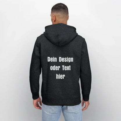 Stanley/Stella Unisex Bio-Hoodie DRUMMER - personalisierbare Vorder- und Rückseite - Dunkelgrau meliert