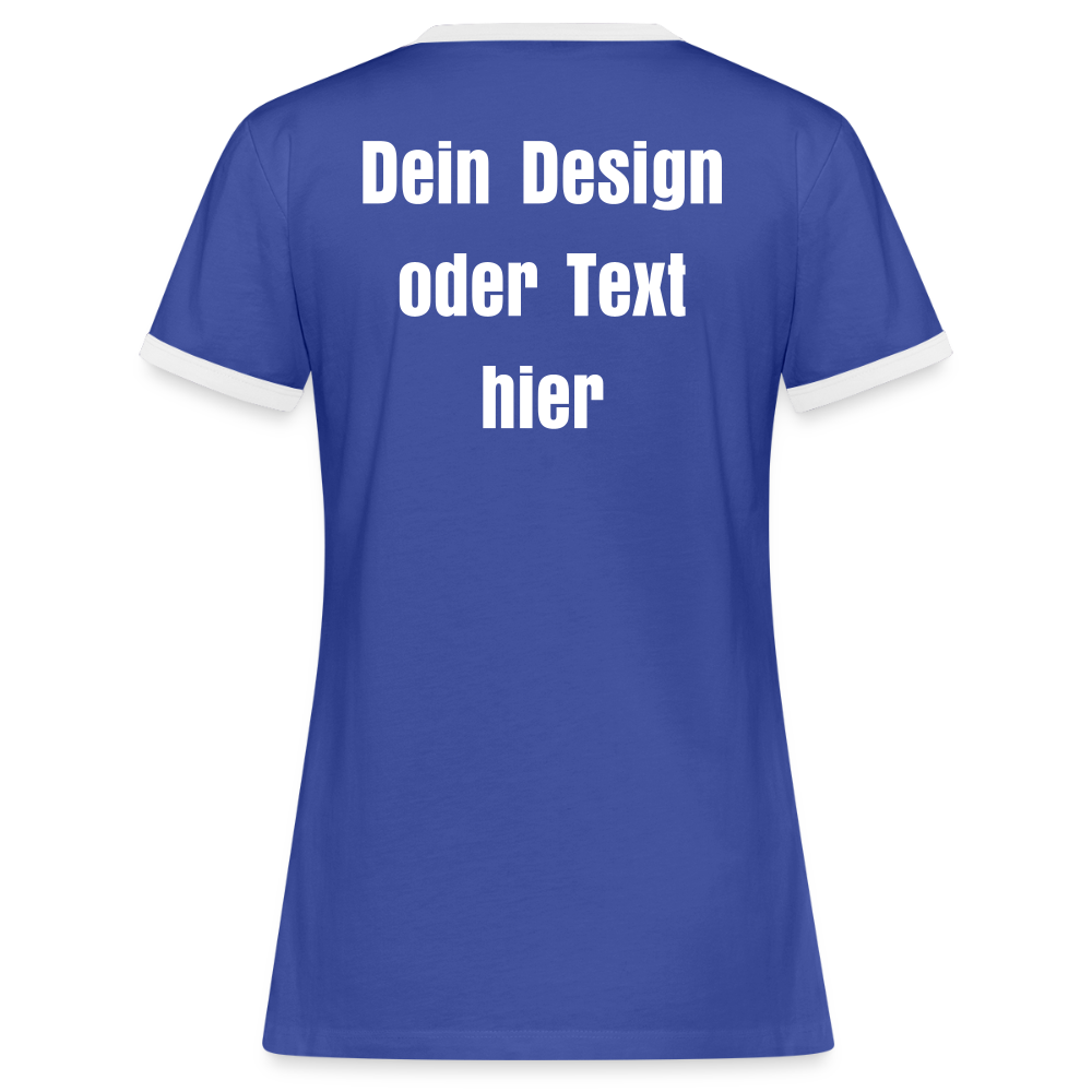 Frauen Kontrast-T-Shirt - personalisierbare Vorder- und Rückseite - Blau/Weiß