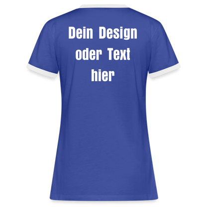 Frauen Kontrast-T-Shirt - personalisierbare Vorder- und Rückseite - Blau/Weiß