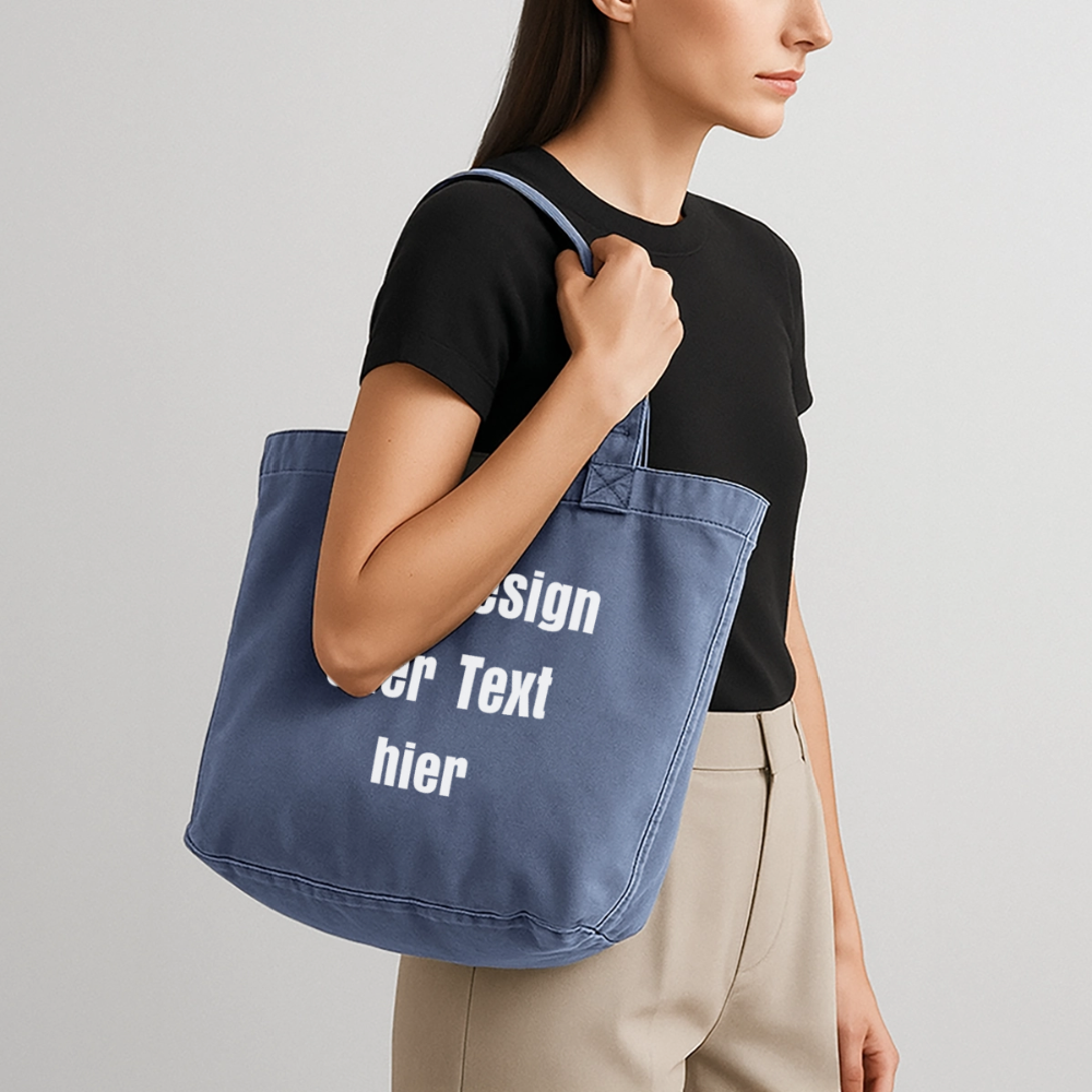 Vintage-Washed Shopper / Einkaufstasche im Vintage Stil - personalisierbar - Vintage Denim