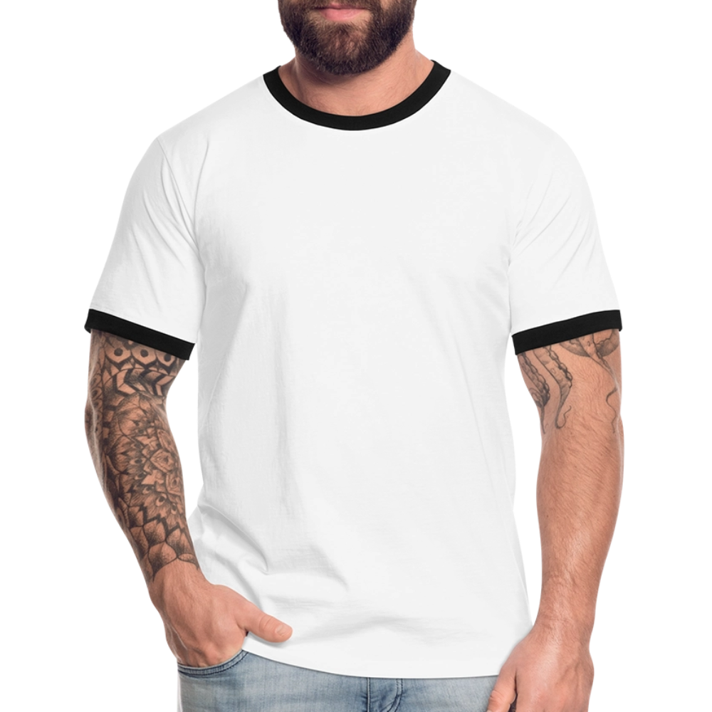 Männer Kontrast-T-Shirt - personalisierbare Vorder- und Rückseite - Weiß/Schwarz