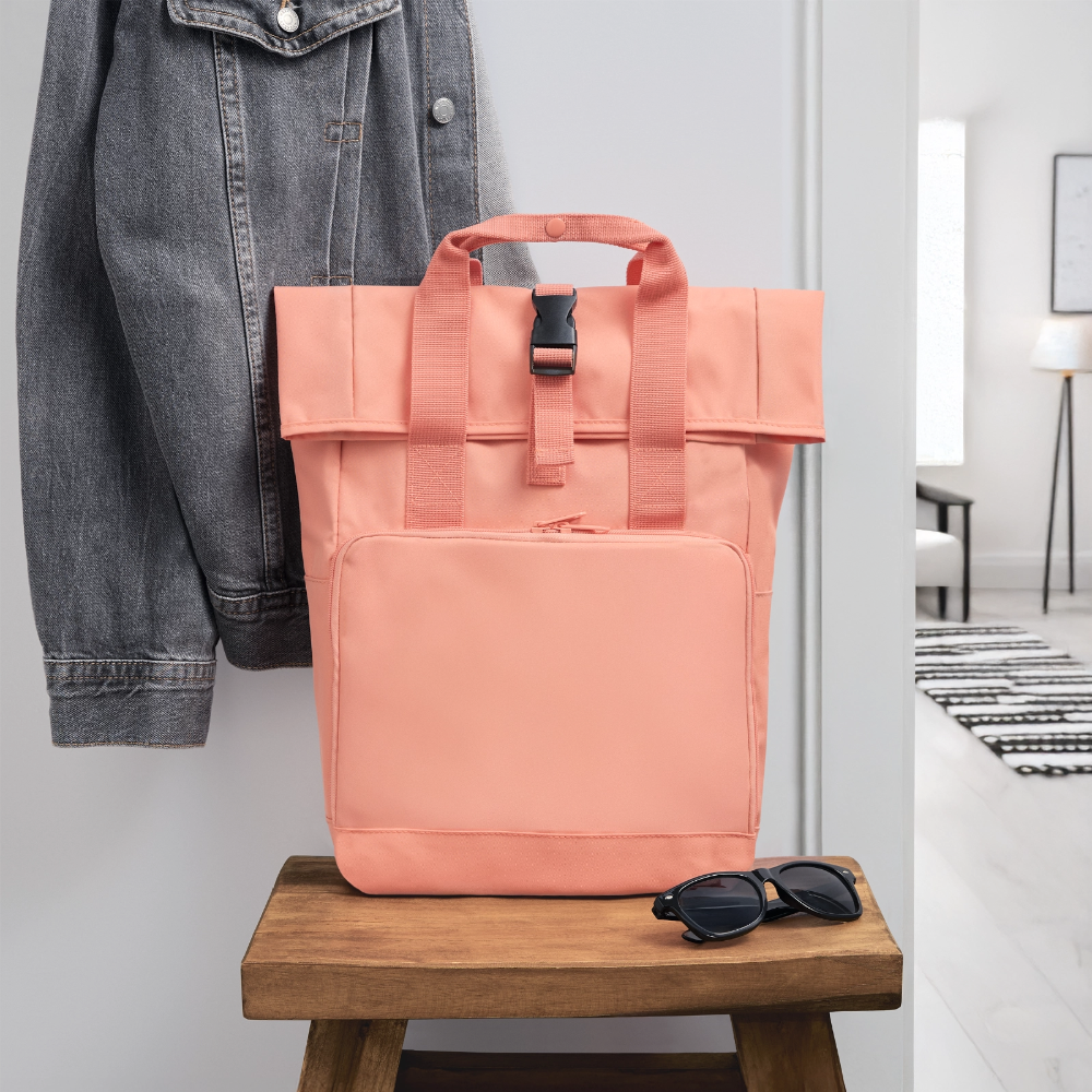 Rolltop Rucksack mit zwei Griffen - personalisierbar - Chintzrosa