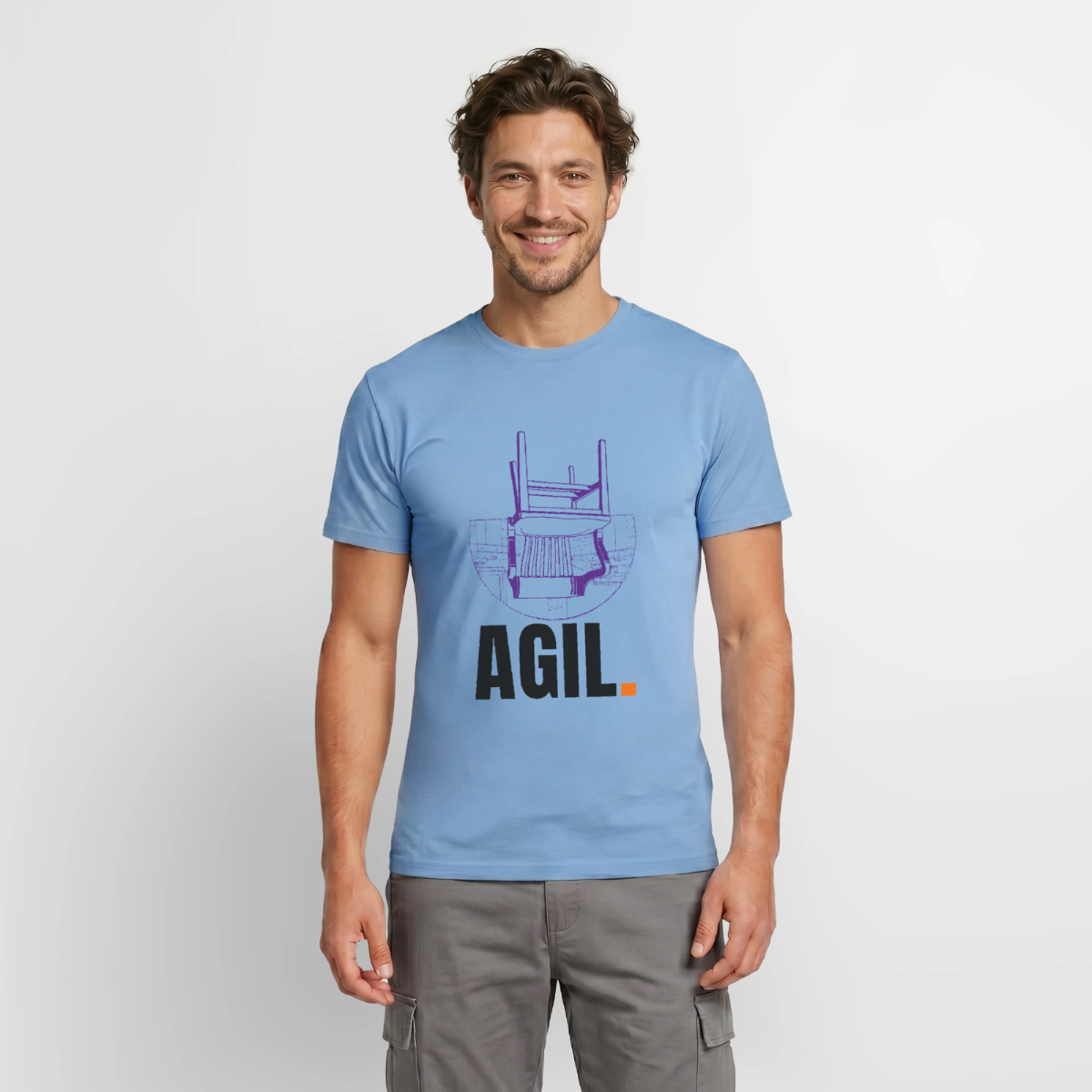 Agil. Motiv-T-Shirt für Männer, Farbe Carolina Blue, Model