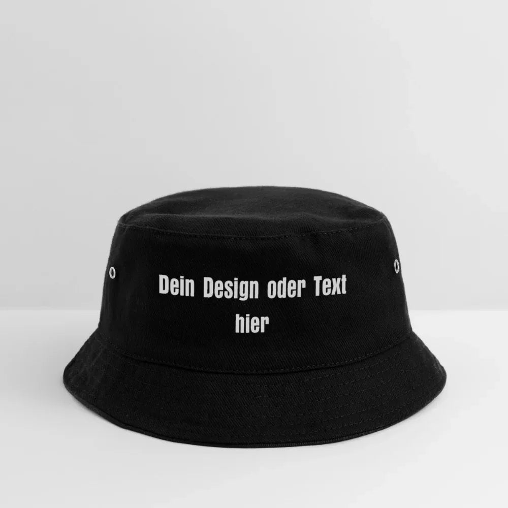 Kinder Bucket Hat - personalisierbar - Schwarz