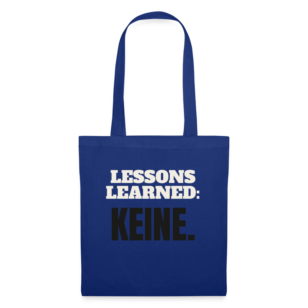 Lessons learned: keine. Stoffbeutel, Farbe Royalblau