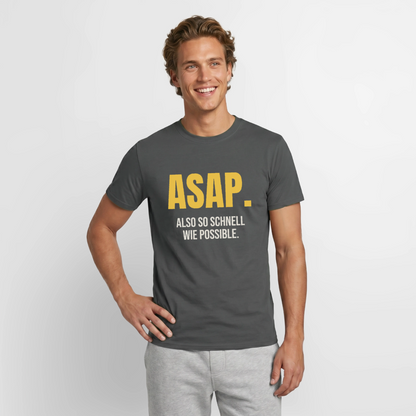 "ASAP. Also so schnell wie possible." Motiv-T-Shirt für Männer, Farbe Anthrazit