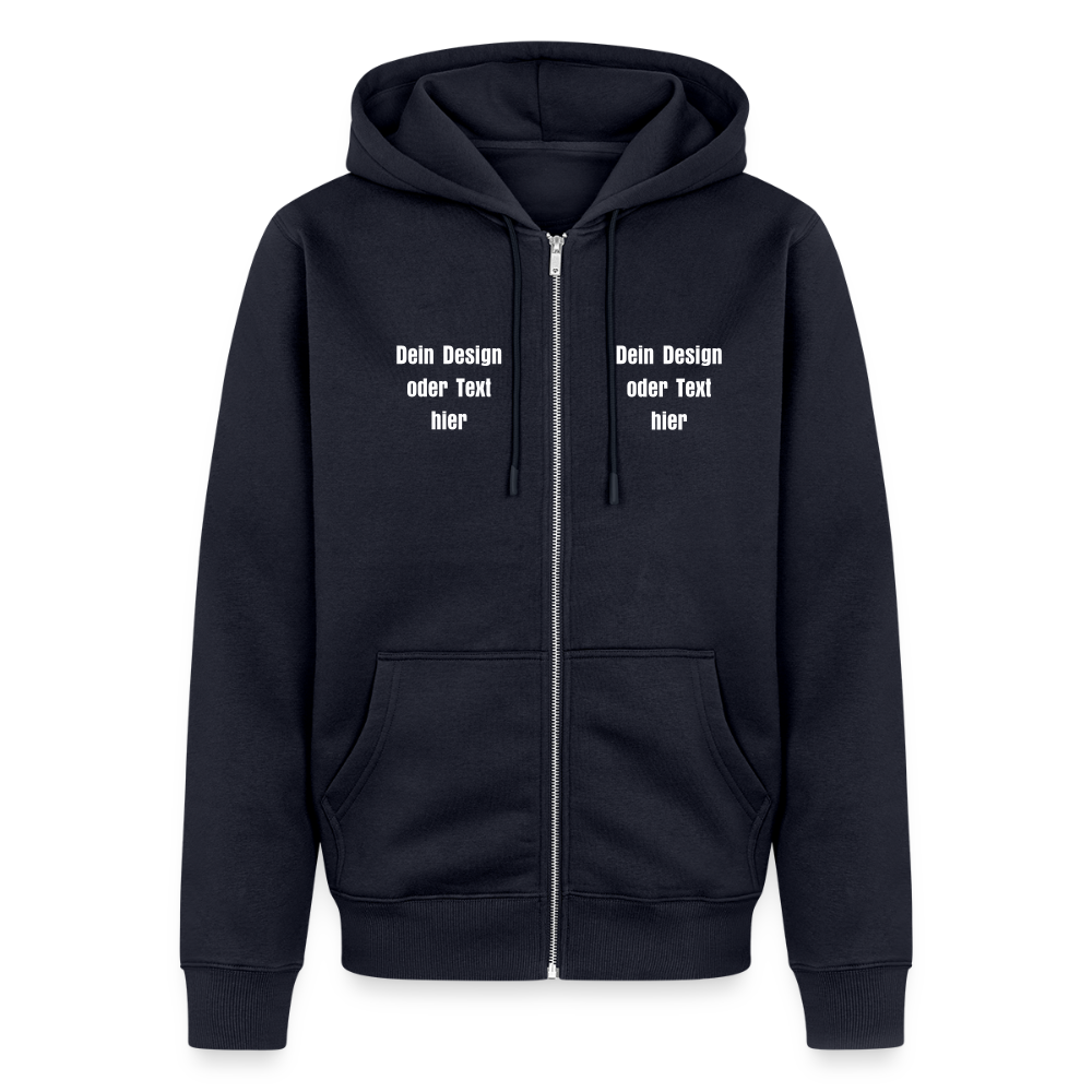 Männer Premium Kapuzenjacke - personalisierbare Vorder- und Rückseite - Navy