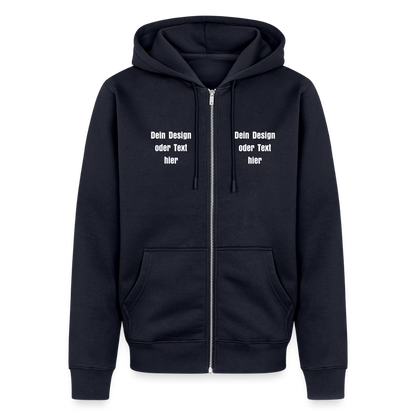 Männer Premium Kapuzenjacke - personalisierbare Vorder- und Rückseite - Navy