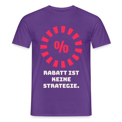 "Rabatt ist keine Strategie." Motiv-T-Shirt für Männer, Farbe Lila