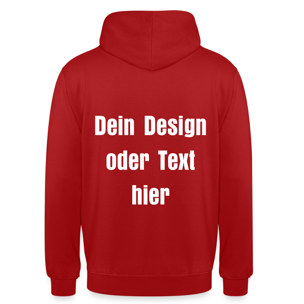 Unisex Hoodie - personalisierbare Vorder- und Rückseite - Rot