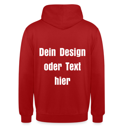 Unisex Hoodie - personalisierbare Vorder- und Rückseite - Rot