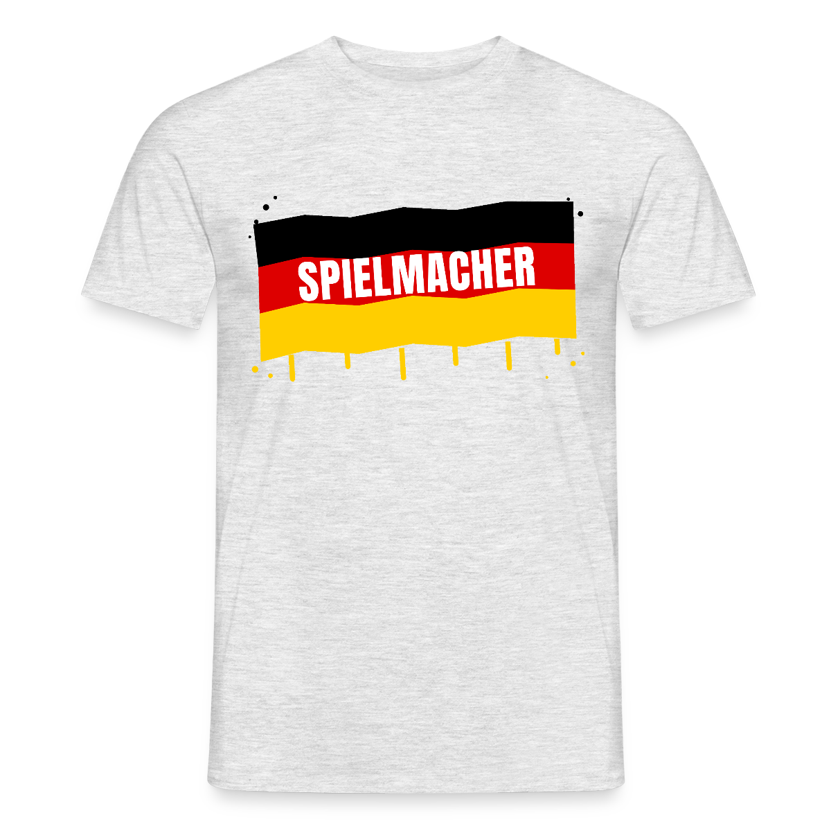 Spielmacher. Fahnen-Motiv Motiv-T-Shirt für Männer, Farbe Grau meliert