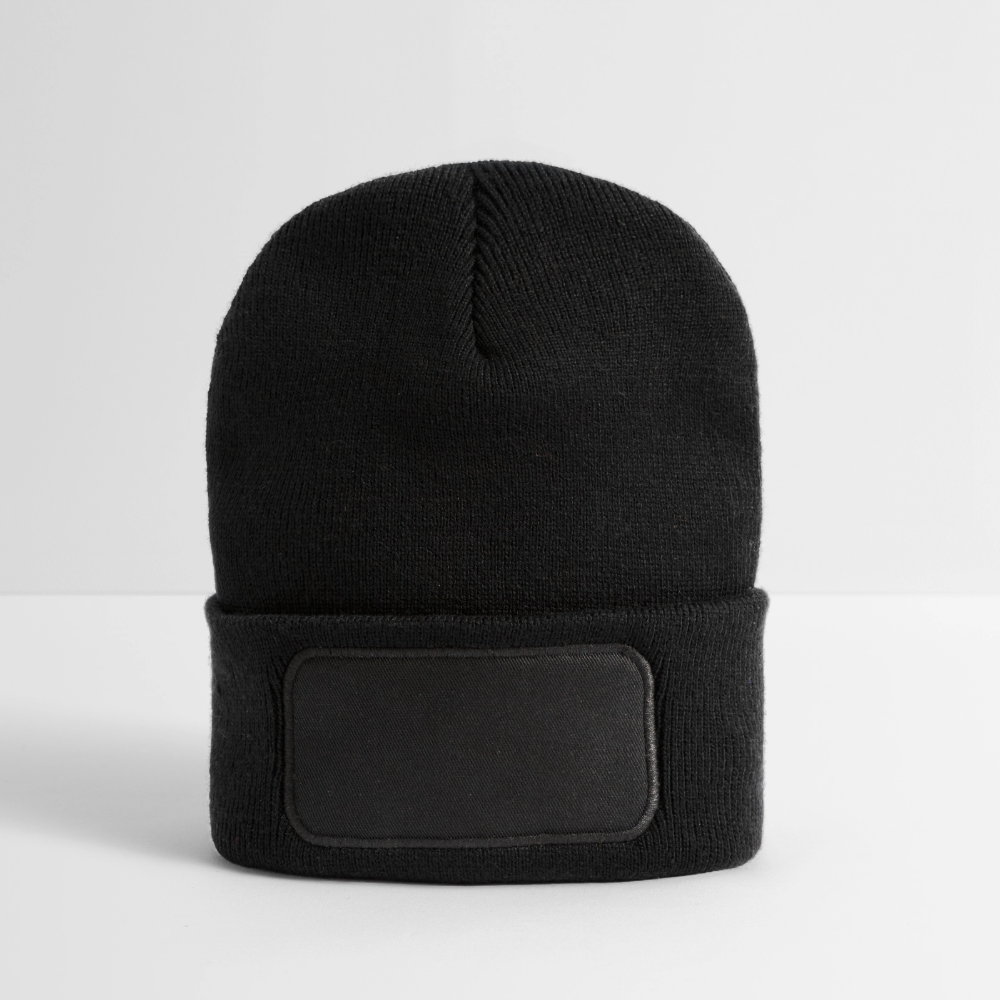 Recycelte Patch Beanie - personalisierbar - Schwarz