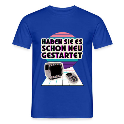 Haben Sie es schon neu gestartet? Vaporwave-Motiv Motiv-T-Shirt für Männer, Farbe Dunkelblau