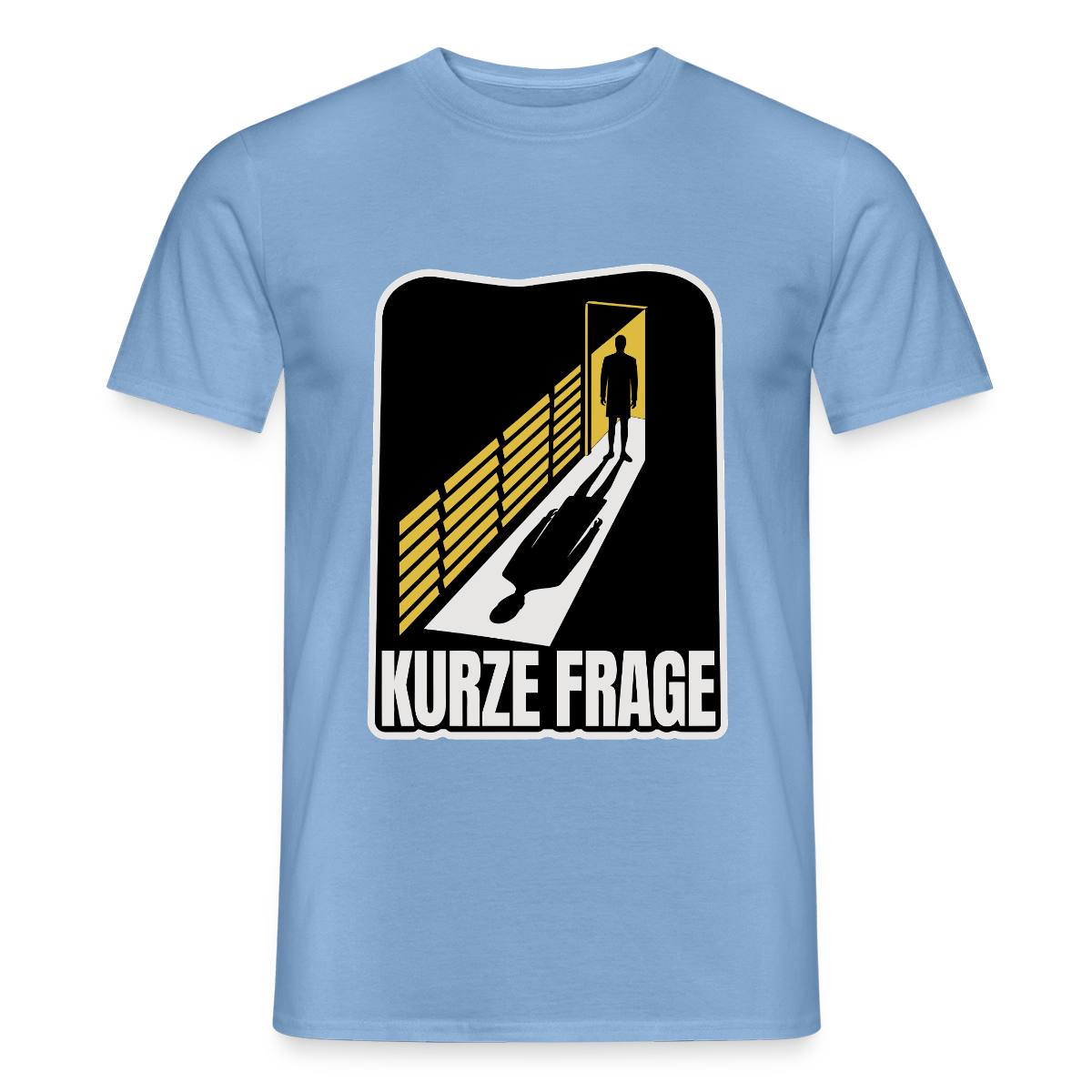 "Kurze Frage. Film-noir-Motiv" Motiv-T-Shirt für Männer, Farbe Carolina Blue