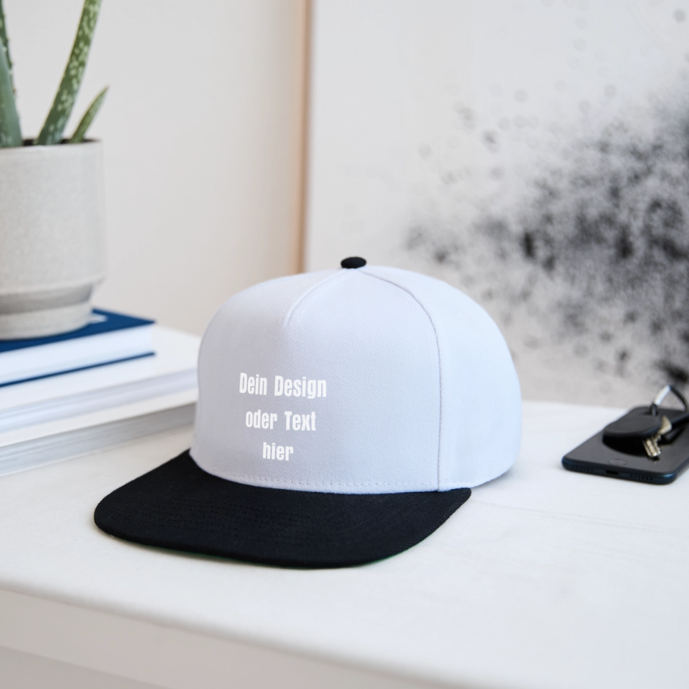 Snapback Cap - personalisierbar - Weiß/Schwarz